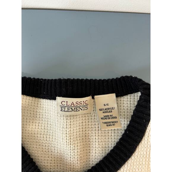 Classic Elements vintage cardigan size S white black trim gold buttons capsule - Picture 6 of 8